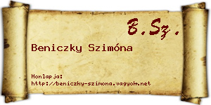 Beniczky Szimóna névjegykártya